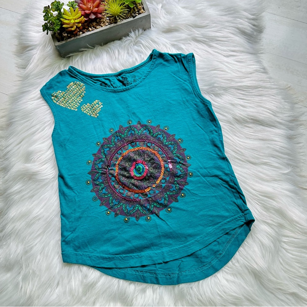 5x$25 Desigual Emerald Teal Mandala Design Sleeveless Top, 6